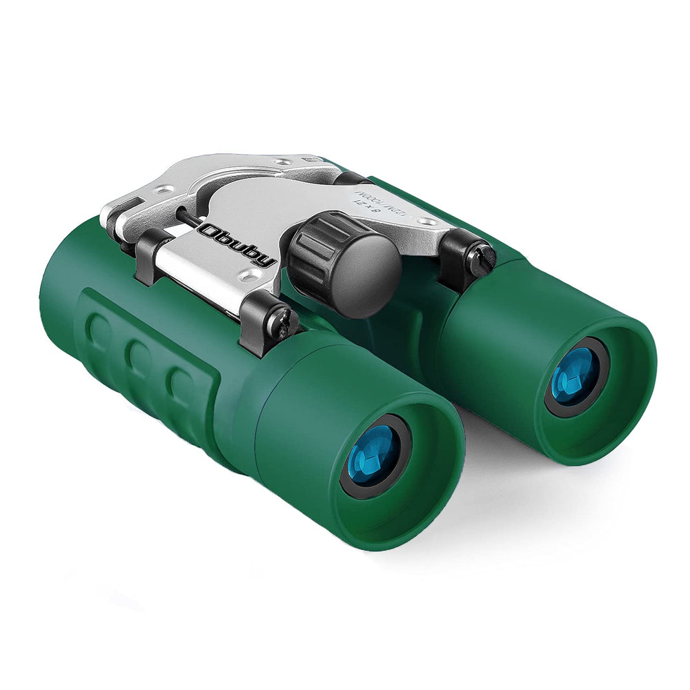 OBUBY kids binoculars 8x21 green folding for easy outdoor exploration.