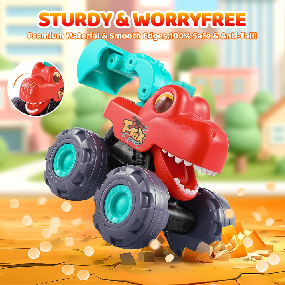 OCATO Dinosaur Monster Trucks Pull-back feature adds instant action for repeat thrills.