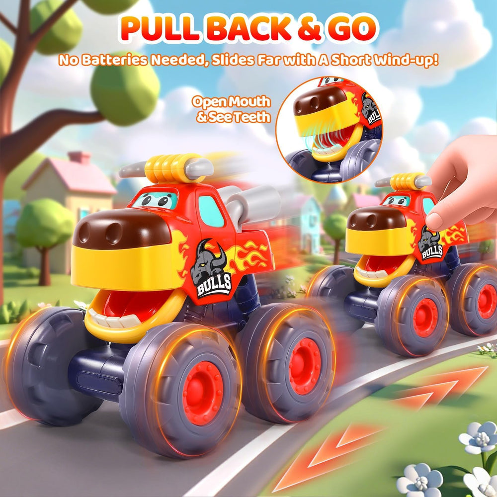 OCATO monster truck toy cars bright colors for vivid toddler play.