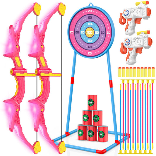 Ocditikl pink light-up archery bow for kids with glowing design