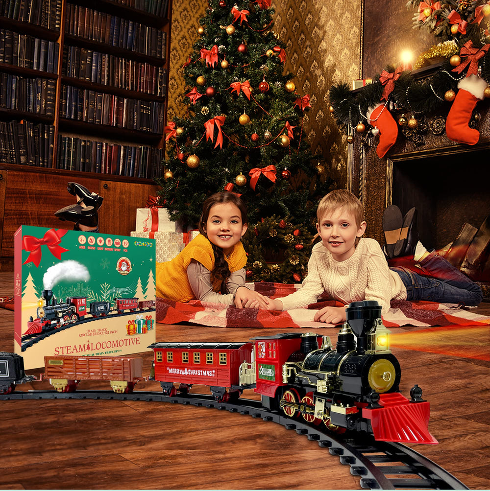OCHIDO train set track layout showing 55 by 35 inch setup under tree