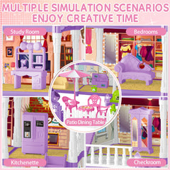 OCTERIC doll house includes two dolls and two puppies for nurturing play