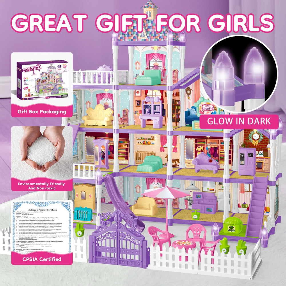 OCTERIC doll house living room and kitchen area with furnished accessories