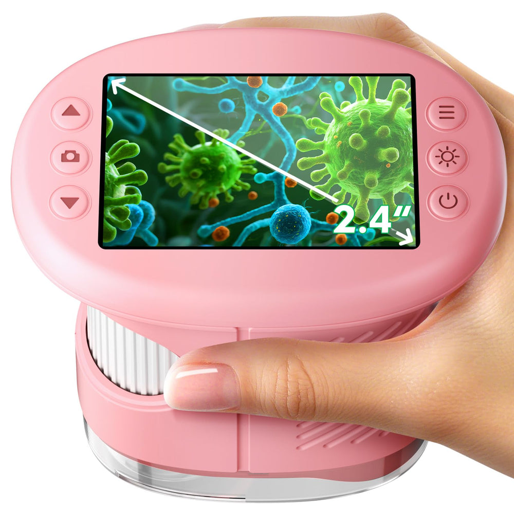 Odatay 1000X kid microscope front view showing portable design for on-the-go exploration