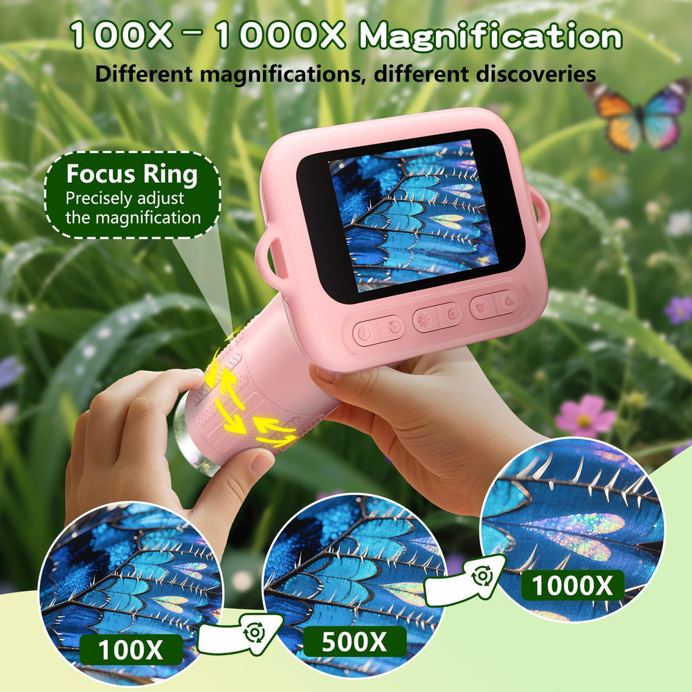 Odatay pocket microscope showcases portable design for outdoor learning adventures.