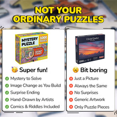 Odd Pieces reference posters included to guide puzzling and planning.