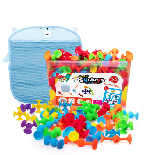 ODELA Genius Suckers bath set on tub edge for colorful play and learning.