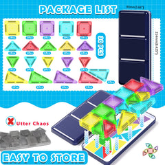 Odjas magnetic tiles assembly activity supports fine motor skills and imagination.