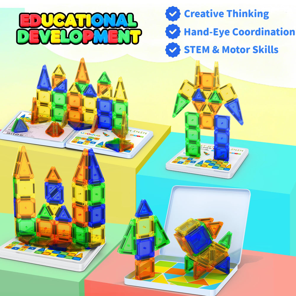 odjas mini magnetic tiles travel set colorful pieces spark creative building anywhere.