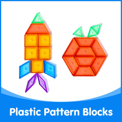 Odoorgames hexagons and triangles forming tangrams on a light table