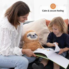 ODOXIA weighted sloth plush side view showing huggable comfort.