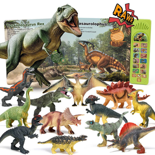 OENUX dinosaur toys 12 figures - front view for imaginative play and learning.