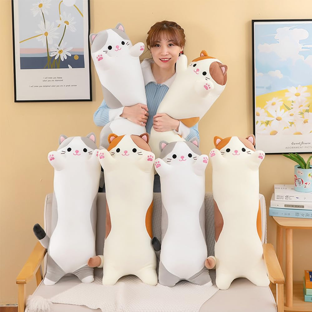 Oeonuas cat plush pillow with back support for lounging