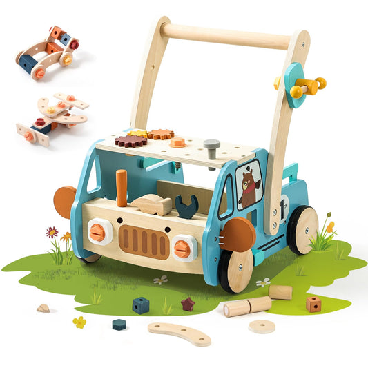 OESSUF 2-in-1 wooden walker supports early steps with a safe design.
