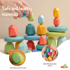 OESSUF Stacking Rocks wooden stones closeup shows safe paint texture.