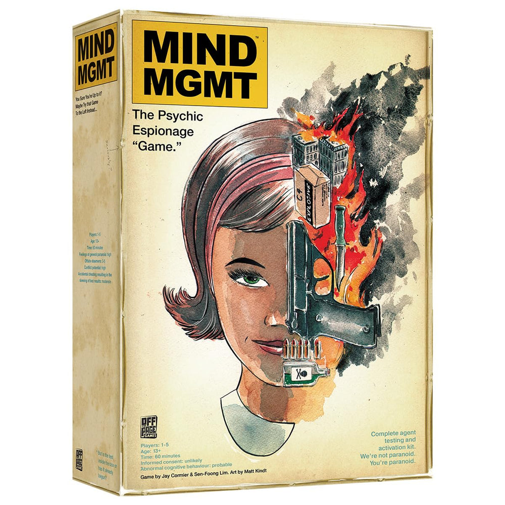 Off The Page Games Mind MGMT box front, eye-catching display for collectors.