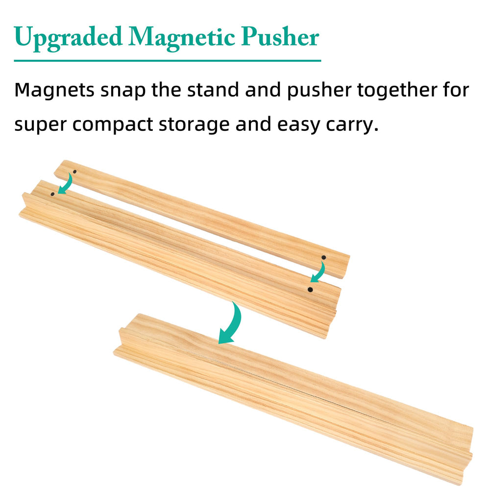 Offelec racks on display suitable for dominoes and Mexican Train for versatile play.