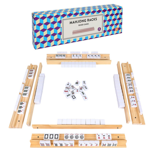Offelec Mahjong racks with four trays keep tiles organized for smooth play.