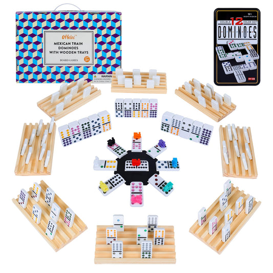 Offelec domino tiles double twelve with bright indented pips for easy reading during play