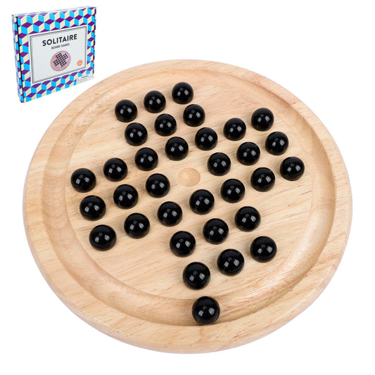 Offelec wooden solitaire board setup for tabletop play and family fun.