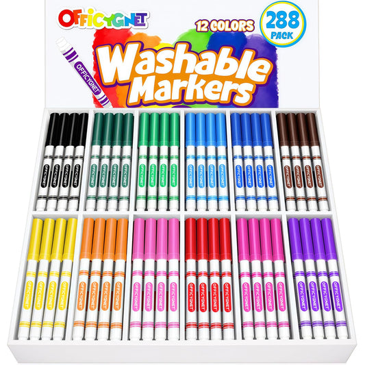 Officygnet 288-count marker set in a sturdy box, ready for classroom projects.