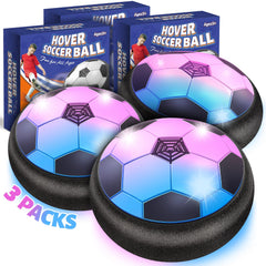 Officygnet 3-pack hover soccer balls glow brightly for engaging indoor play.