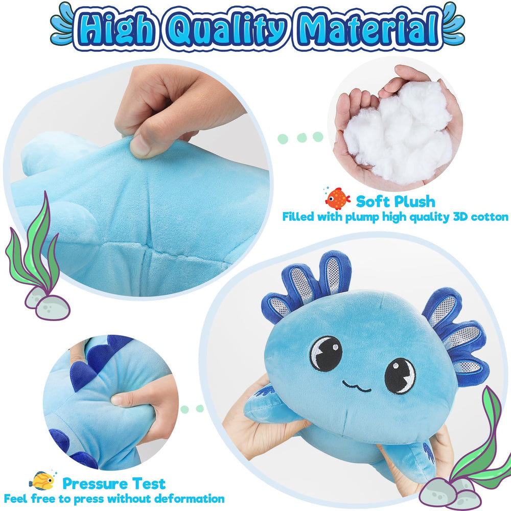 Soft fabric and plush fill of Officygnet Axolotl Plush in blue