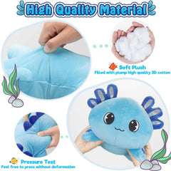 Soft fabric and plush fill of Officygnet Axolotl Plush in blue