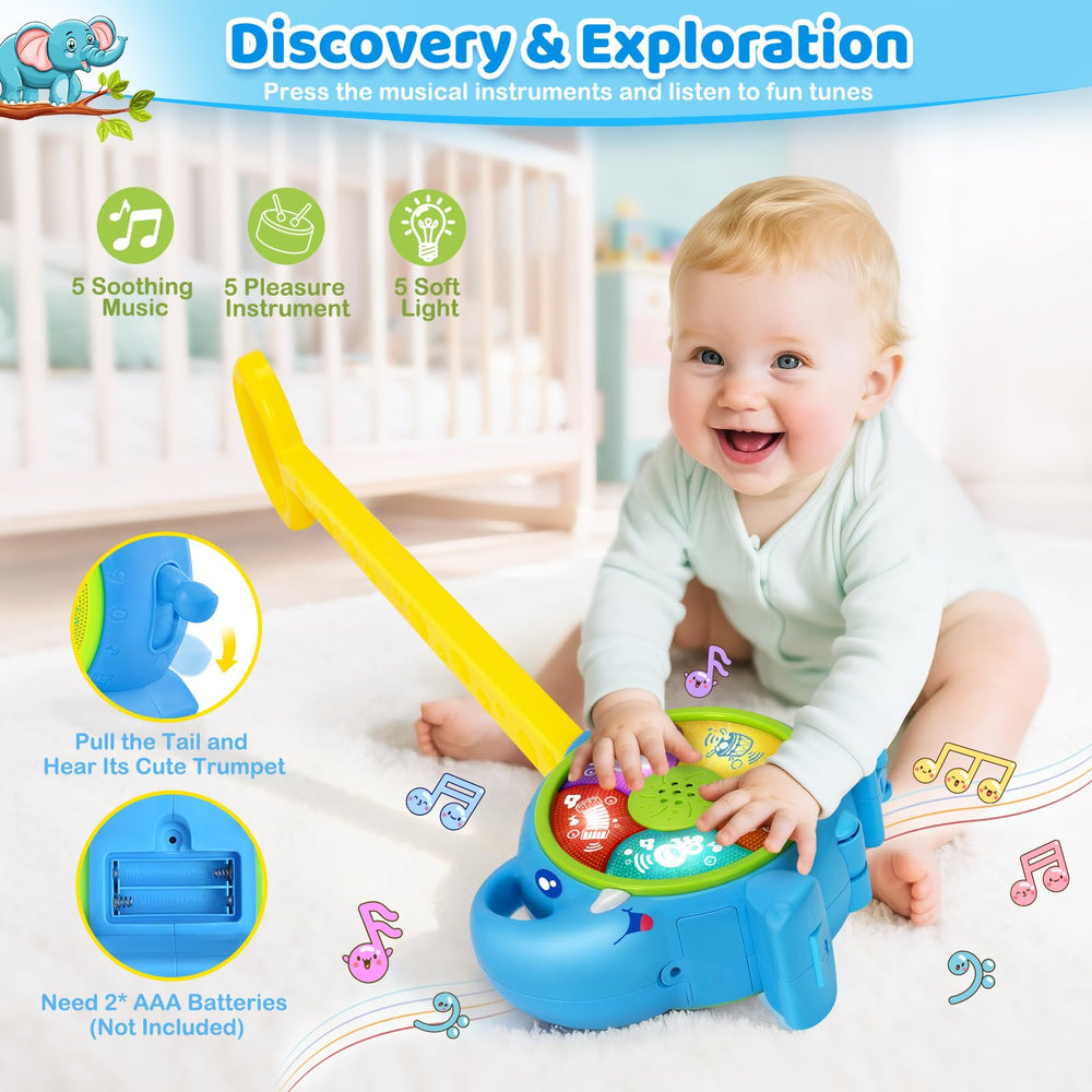 Officygnet Musical Elephant back shape sorter boosts hand-eye coordination.