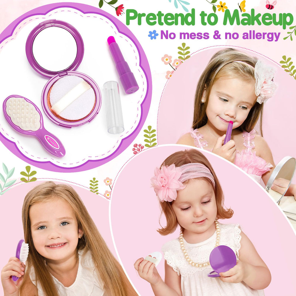 Officygnet pretend makeup kit with safe silicone lipstick for pretend beauty