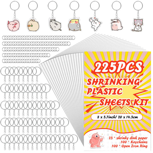 OFNMY Shrinky Dink Sheets Kit with shrink paper, perfect for colorful kid crafts.