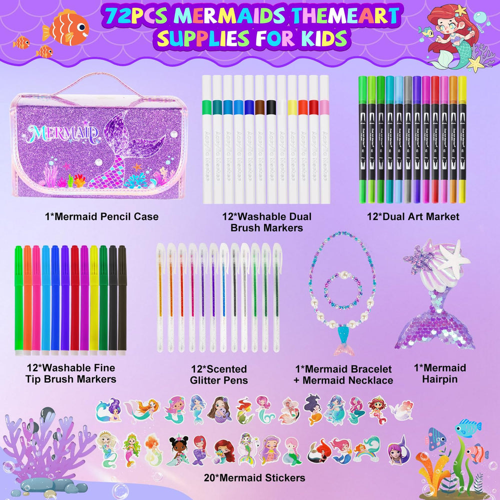 OFUSUY Mermaid glitter case keeping markers organized and portable