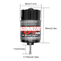 OGUNKE RC 550 motor in black compact design fits tight spaces.