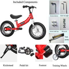 OHIIK Balance Bike 16-inch pink adjustable handlebar and seat for growing kids
