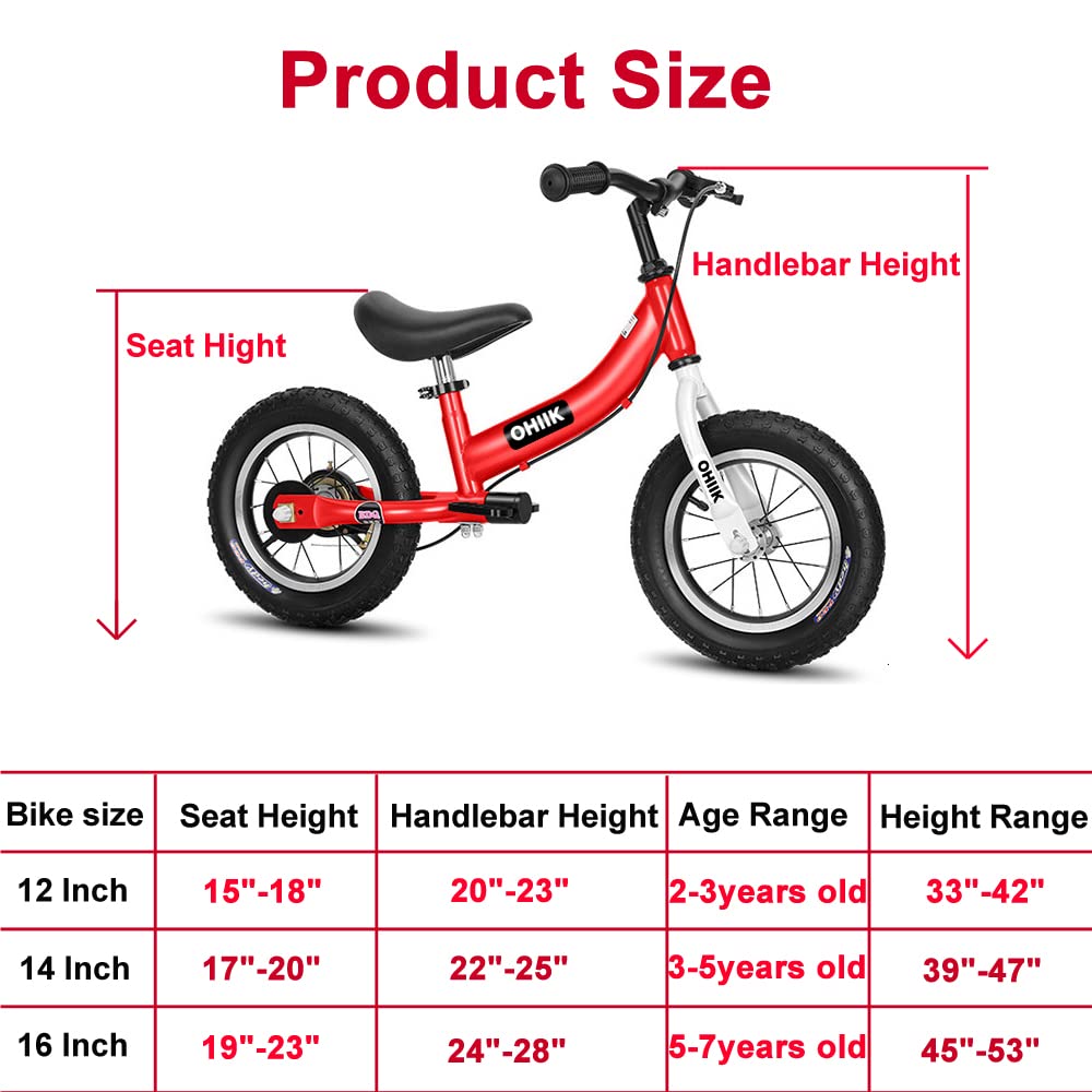 OHIIK Balance Bike training wheels and brakes enhance beginner confidence safely