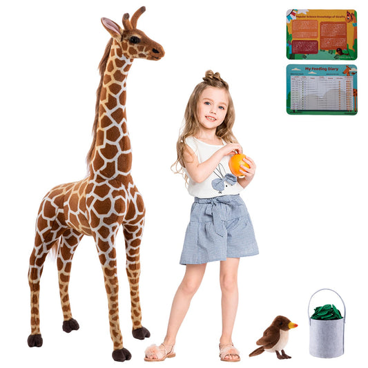 OHKIDS 47-inch giraffe stand image shows lifelike size for imaginative play