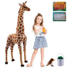 OHKIDS 47-inch giraffe stand image shows lifelike size for imaginative play