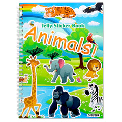OIBUTUR jelly sticker book cover with engaging animal illustrations for toddlers