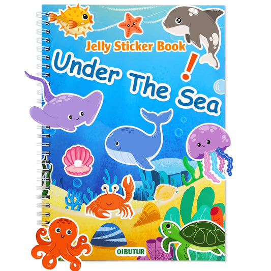 OIBUTUR under-the-sea sticker book cover with vibrant scenes for toddlers.