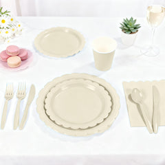 Oigco ivory tablecloth shields surfaces from spills with tear-resistant PEVA fabric.