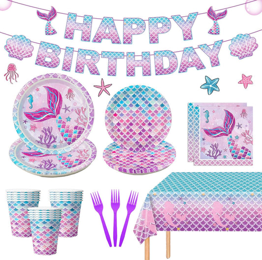Oigco mermaid banner hanging for a vibrant ocean birthday celebration