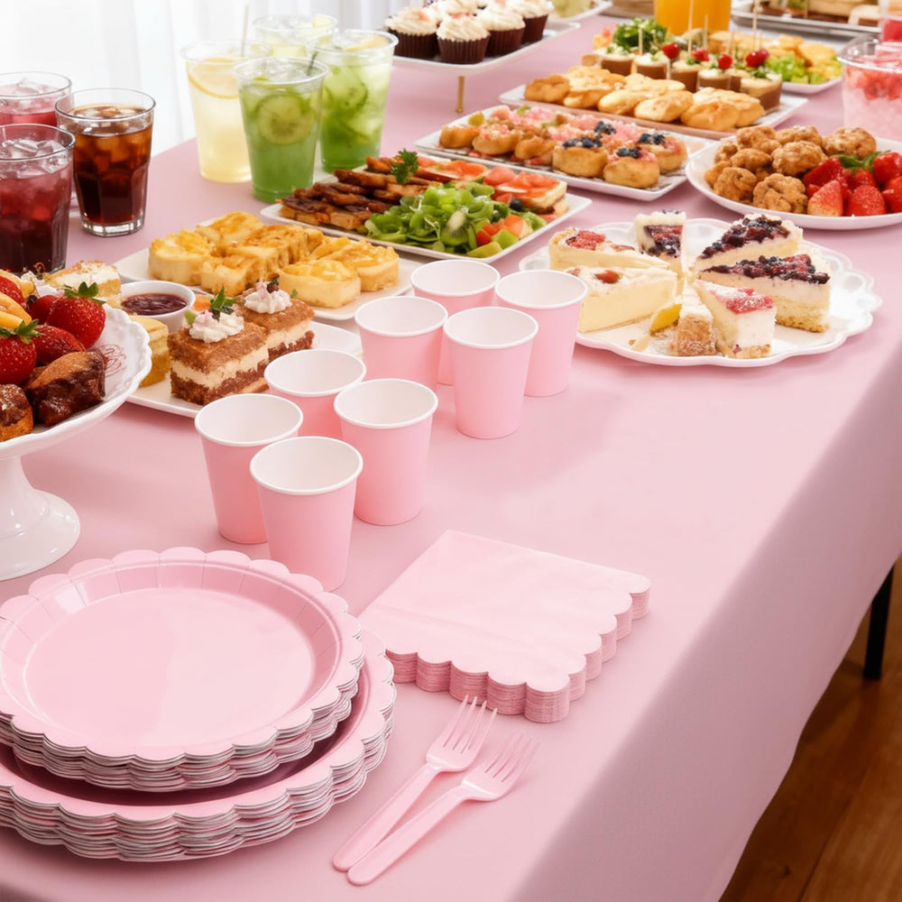 Oigco pink tablecloth protects surfaces with a vibrant look