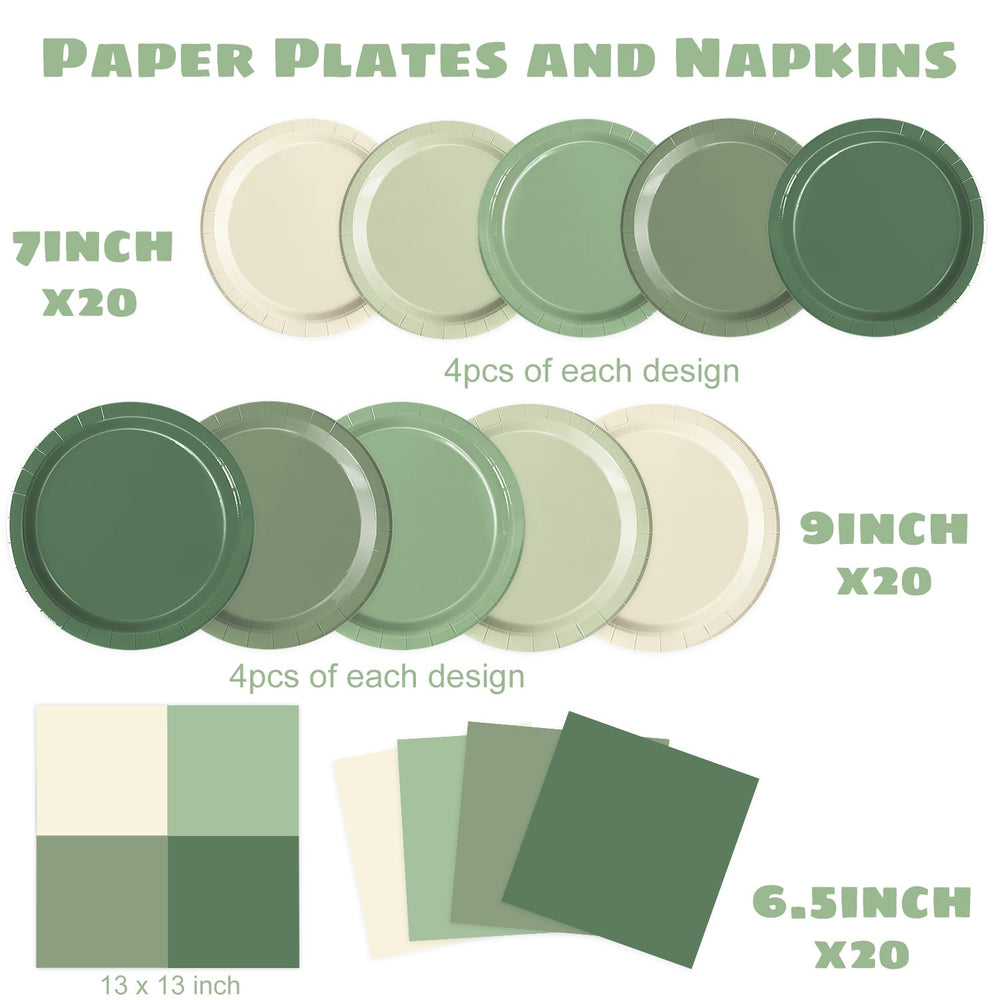 Oigco sage green 7-inch plates ideal for desserts and treats at parties