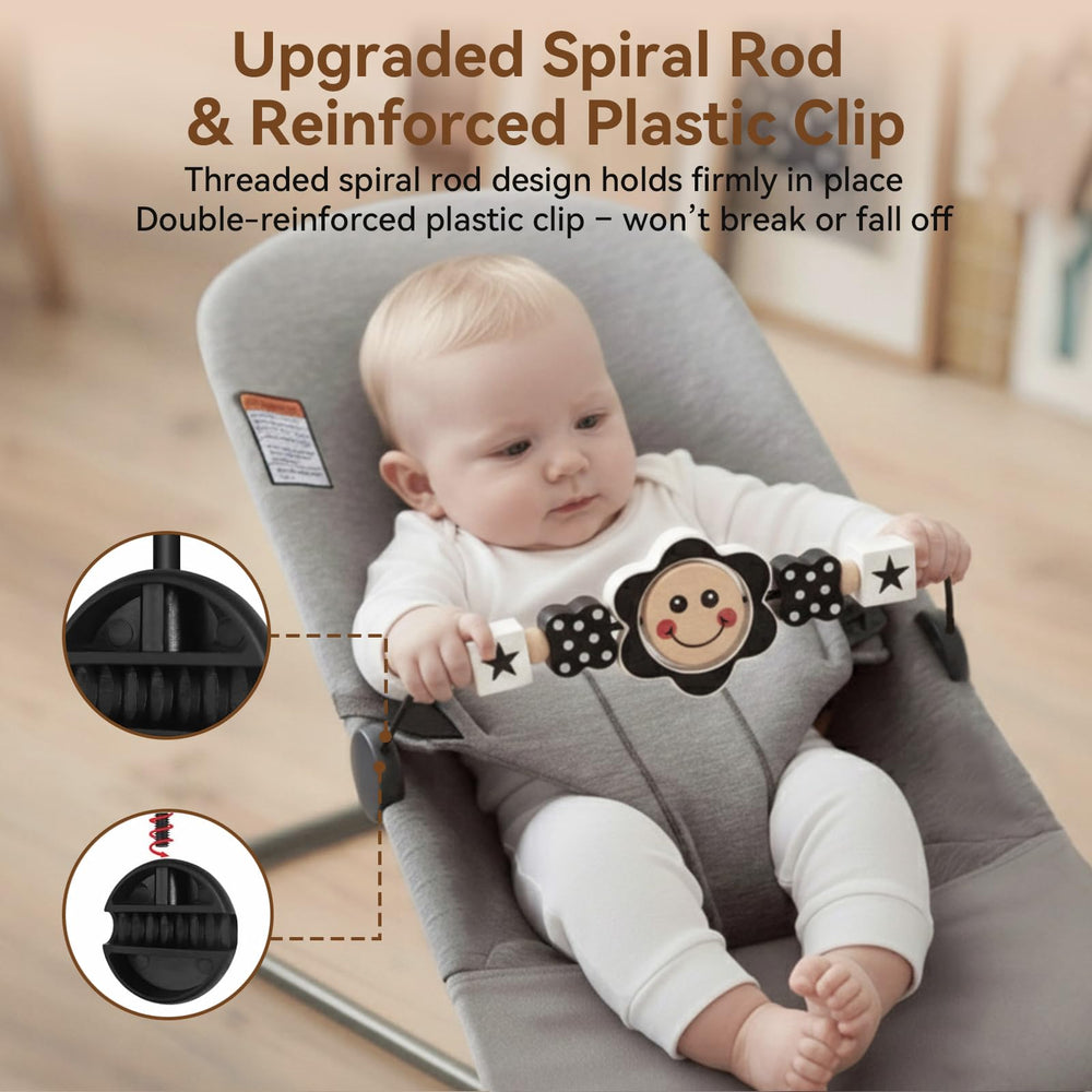 Premium beech wood with a smooth finish provides a gentle touch for babies.