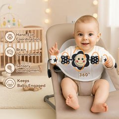 Oiibid toy bar’s black-and-white patterns aid newborn focus during playtime.