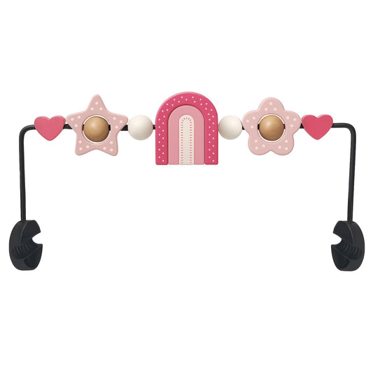 Oiibid baby bouncer toy bar rainbow with rotating figures for visual engagement.