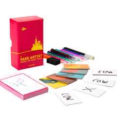 Oink Games A Fake Artist Goes to New York box cover showing family friendly party setup
