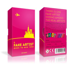 Oink Games A Fake Artist Goes to New York components arranged for quick setup