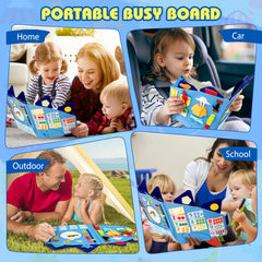 Oirtmiu Busy Board hanging strap shows portable setup for on-the-go play.