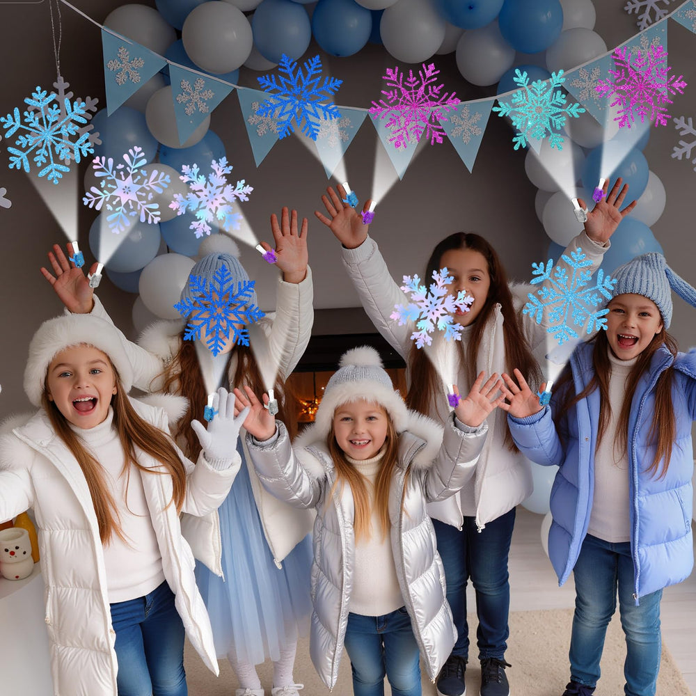 Oitnlaughter snowflake LED finger light design E, colorful accents for events.